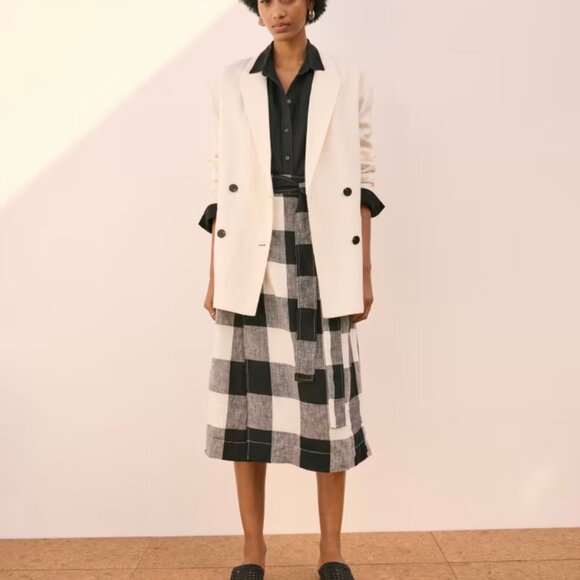 NEW Everlane The Linen Double Breasted Blazer 'Bone' Cream Ivory Size 12 NWT - Picture 2 of 10